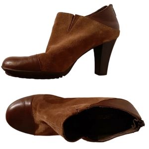 Aeropostale Brown Leather & Suede Heeled Boots. Super Cute! Size 7.5